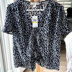 Michael Kors Black and White Patterned Blouse